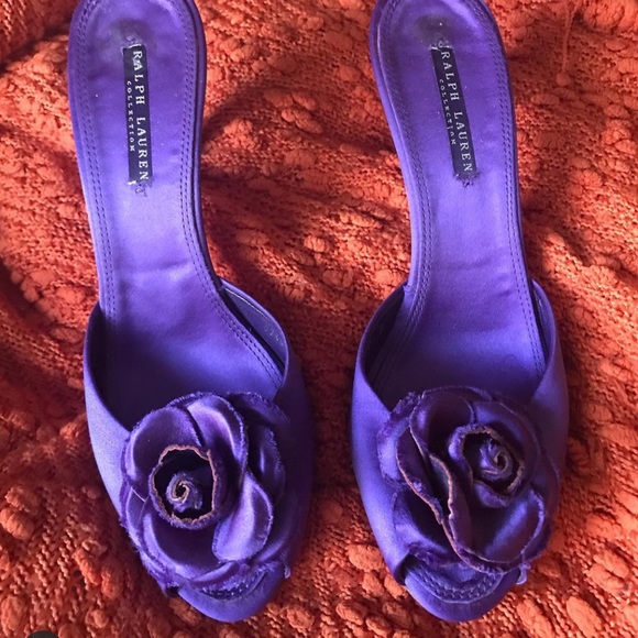 Ralph Lauren Collection Purple satin mules size 10 - Picture 1 of 4